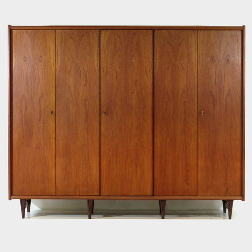 XL Armoire scandinave à 5 portes en teck, Vintage mid century modern, 1960s