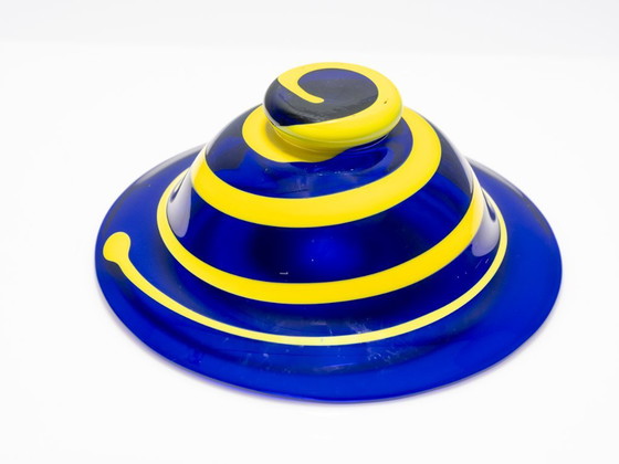 Image 1 of Ciotola in vetro artistico blu, anni '60