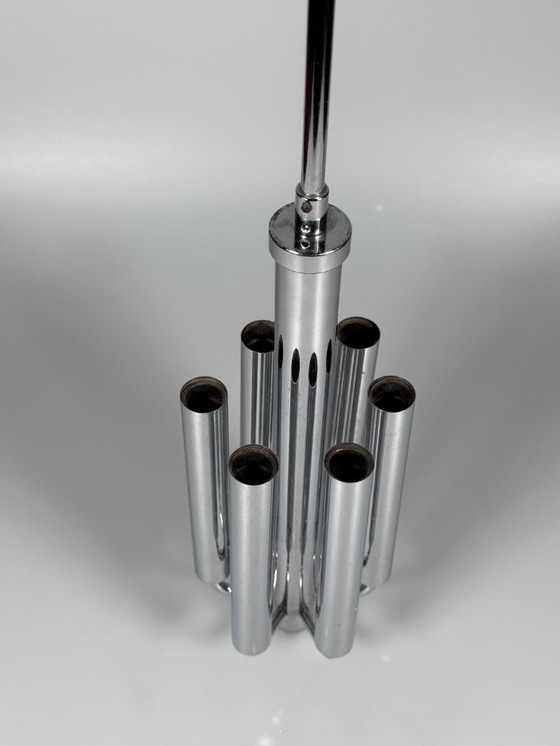 Image 1 of Kroonluchter uit de jaren 60/70 van Gaetano Sciolari voor Sciolari Chrome Design.