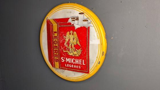 Image 1 of Enamel sign St Michel Cigarettes, 1953 
