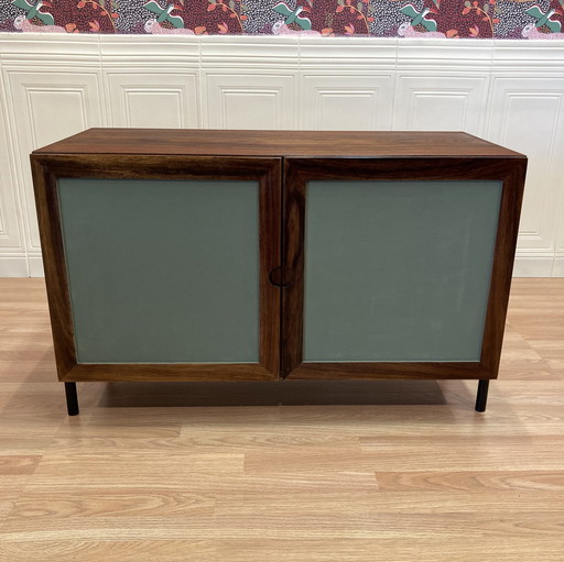 Commode palissandre et métal design 1950.