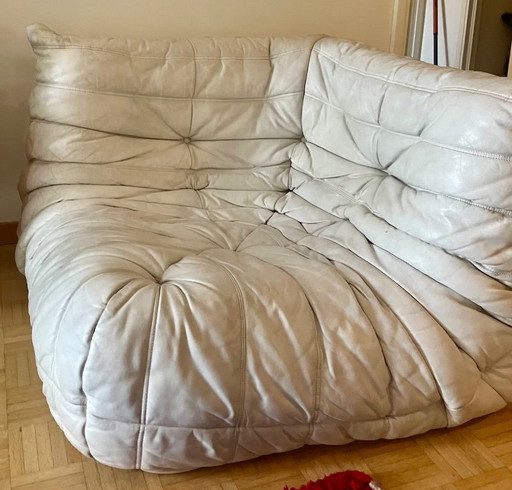 Togo Ligne Roset -  wit leer (zeldzaam) - ORIGINAL