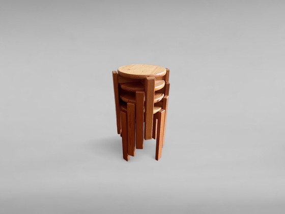 Image 1 of Softwood stool, set of 4