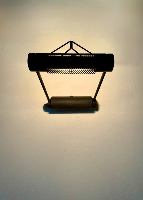 Image 1 of Coppia di applique vintage regolabili, metallo nero opaco, Italia, 1980