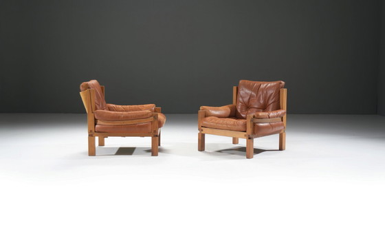 Image 1 of Vintage S15 fauteuils van leer, ontworpen door Pierre Chapo - Atelier Chapo, Frankrijk, 1967.
