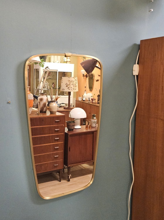 Image 1 of Miroir vintage organique, miroir mural, miroir en laiton