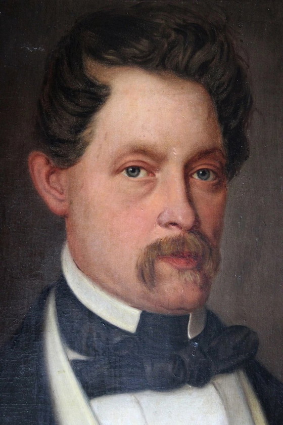 Image 1 of Porträt eines eleganten Herrn – Ölgemälde aus dem 19. Jahrhundert