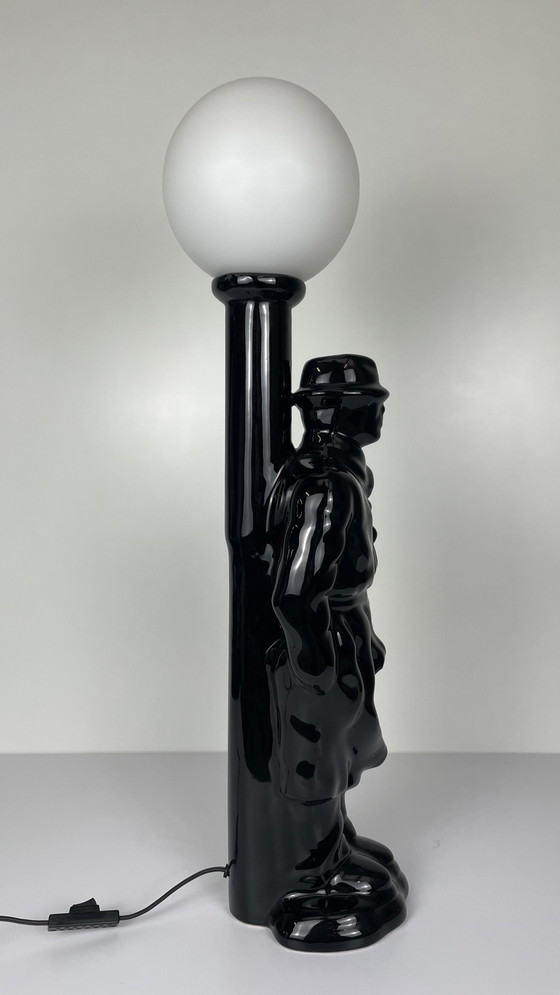 Image 1 of Vintage Eighties Black Ceramic Ball Lamp