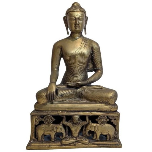Bronze Buddha mit Elefantenbasis – Shakyamuni