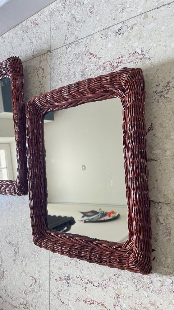 Image 1 of Coppia di specchi vintage in rattan