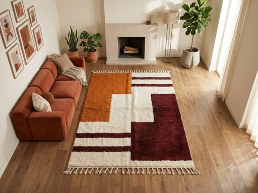 Luxe handgemaakt Marokkaans tapijt – Authentiek Atlas-vakmanschap 200cmx300cm – vloerkleden en tapijten, Cotton