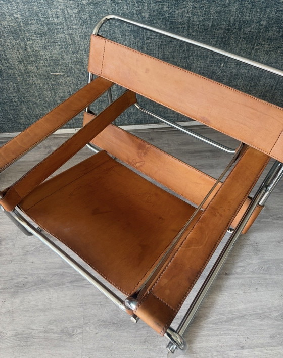 Image 1 of Vintage Wassily stoel – Cognacbruin leer – Fasem