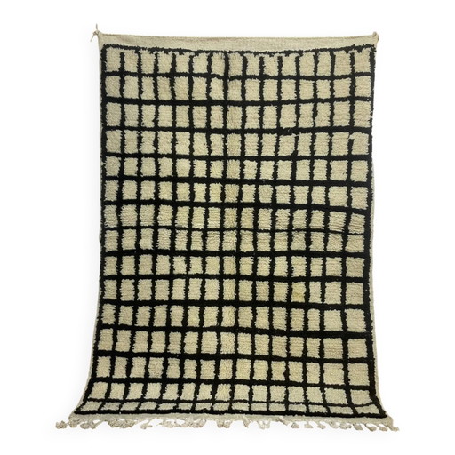 Marokkanischer Teppich aus Naturwolle, handgefertigt, 3x2 m.