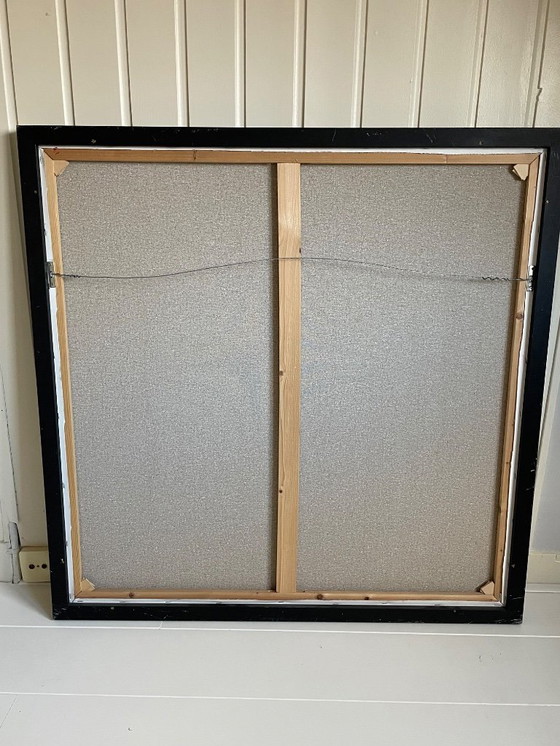 Image 1 of Abstract painting on canvas, in black wooden frame