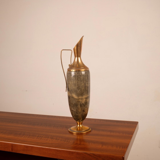 Termo Macabo de pergamino gris y latón Cusano Milanino, Italia 1960 – Carritos de bar, Brass (photo 4 of 18)
