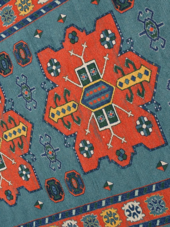 Image 1 of Vintage Spanish Wool Rug, Kazak Style Geometric Carpet (90 x 150 cm)