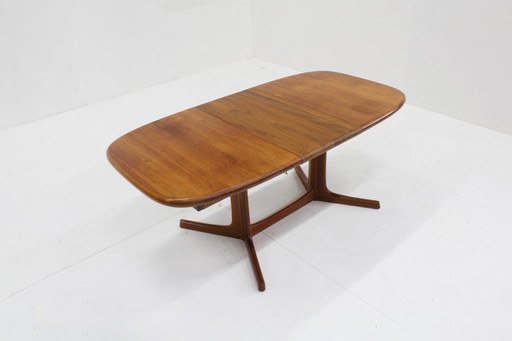 Vintage Danish oval extendable dining table solid teak 1960s