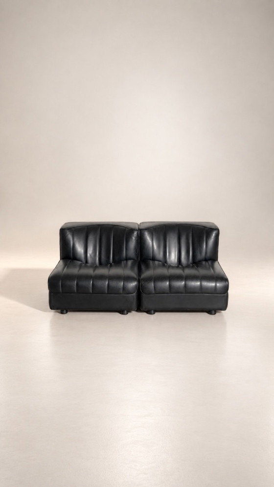 Divano Modulare '9000' in Pelle Nera di Tito Agnoli – Mobilier international, Divani modulari (photo 14 of 17)
