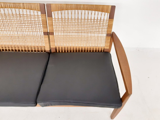 Image 1 of Hans Olsen pour Brdr Juul Kristensen, Canapé à dossier en rotin, Danemark années 1950