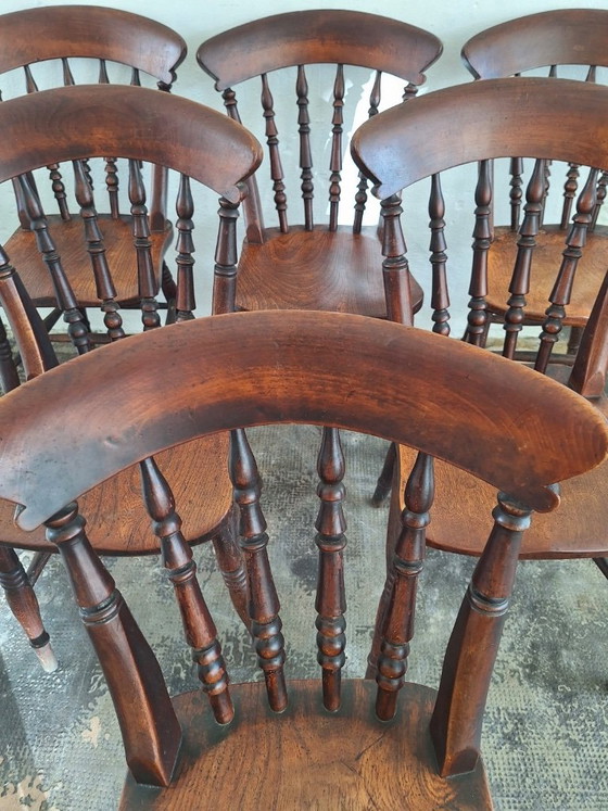 Antikes Set aus 6 patinierten Eichen-Esszimmerstühlen im Landhausstil, 19. Jahrhundert – Wood (photo 5 of 8)