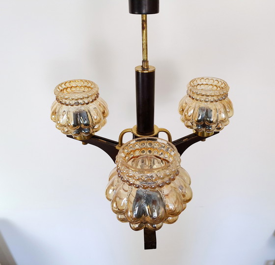 Image 1 of Mid Century Bellenkroonluchter / Vintage Hanglamp / Rustiek Elegant Lichtarmatuur / Joegoslavië jaren 1970 / Hanglamp