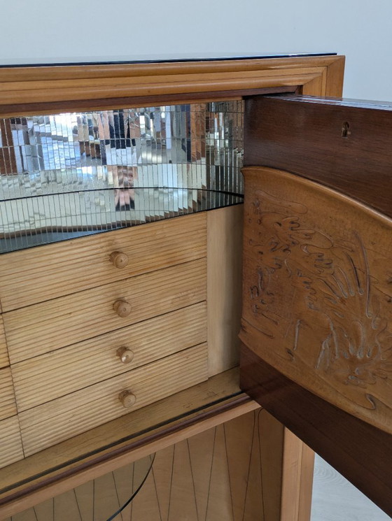 Image 1 of Dassi - Vittorio Dassi - Table d'appoint - Cristal, Bois, Laiton - Intérieur miroir