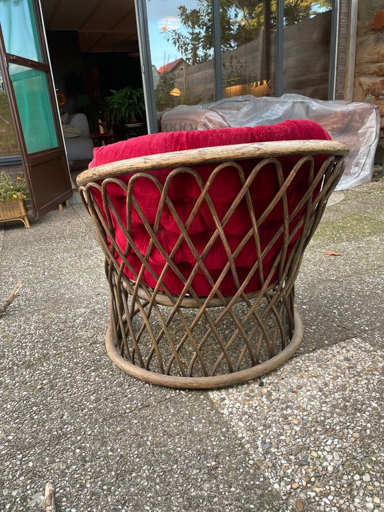 Sedia Rotonda Vintage Rattan Bambù Velluto – Poltrone, Velvet (photo 3 of 7)