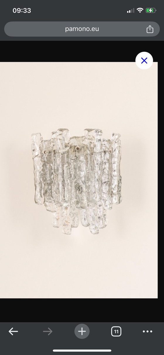 Image 1 of Grandes apliques de pared de Murano de Kalmar, Austria, década de 1960, juego de 2