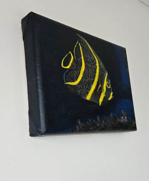 Handgemaakt acrylverf schilderij vis