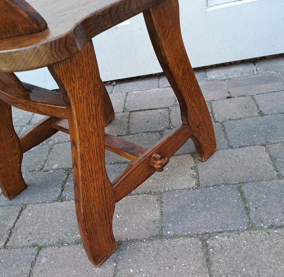 4 x Brutalist eiken stoelen – Eetkamerstoelen, Wood (photo 5 of 6)