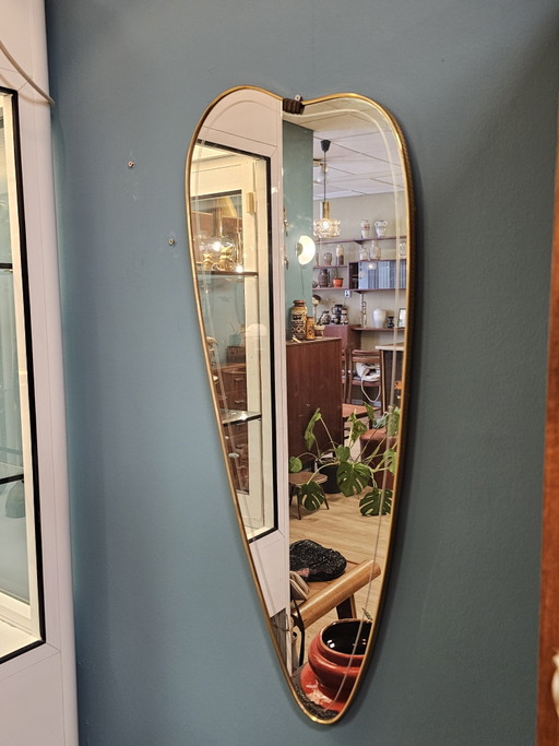 Specchio da parete vintage organico con tubi in ottone