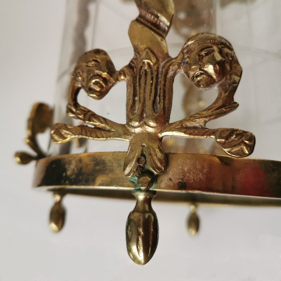 Linterna de Techo de Bronce y Cristal de Época – Estilo Clásico C. 1950 – Lámparas colgantes, Metal (photo 4 of 14)