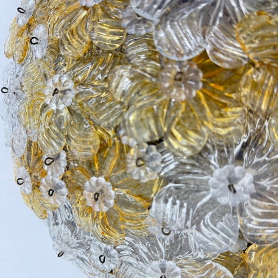 Image 1 of Barovier & Toso Wall Sconce / ceiling lamp , Millefiori flowers , Italy , 1970s