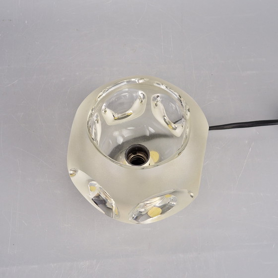 Image 1 of A Vintage Peill & Putzler Table Lamp: Hexagon/Square Lamp Of Clear Glass, Germany 1970s