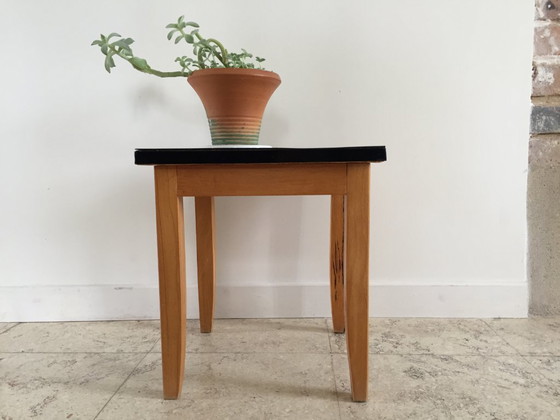 Image 1 of LOW TABOURET or LOW TABLE in FORMICA and VINTAGE wood