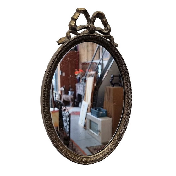 Specchio Francese Vintage a Fiocco con Bordo in Ottone – Brass (photo 3 of 5)