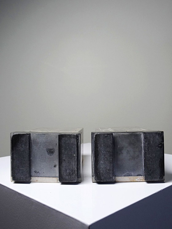 Image 1 of Pair of antique Art Deco marble bookends, fireplace decoration, 1920-1930