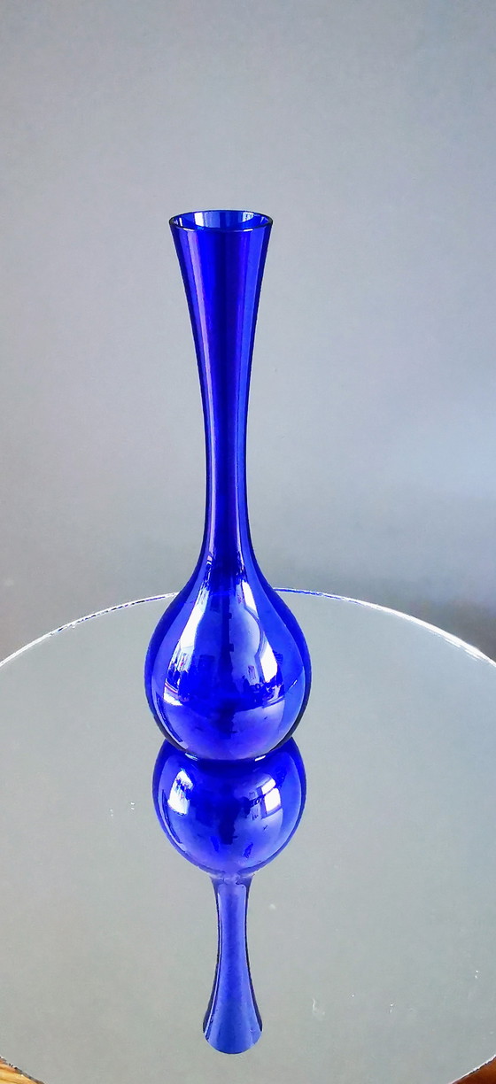 Image 1 of Gullaskruf Blue Bulb Vase 1960