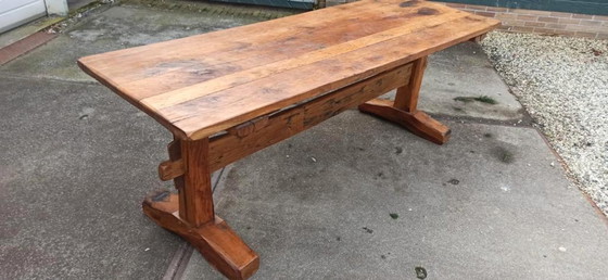 Image 1 of Antique rustic solid oak large dining table