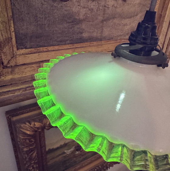 Image 1 of Antique opaline ouraline galette chandelier