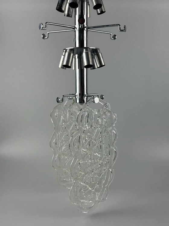 Image 1 of 60s 70s kroonluchter Kroonluchter "Ragnatela" Murano glas Space Age