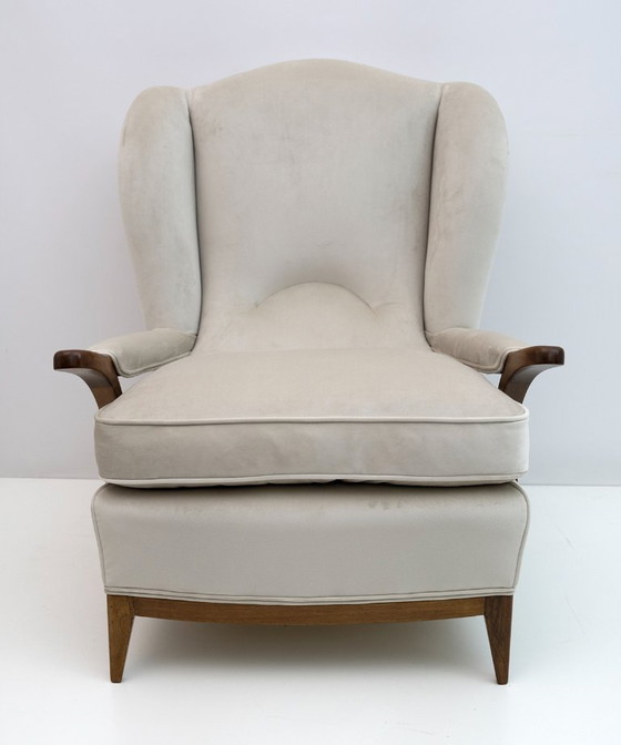 Image 1 of Attributed of Paolo Buffa Mid-Century Modern Italian Velvet Armchairs, 1950s