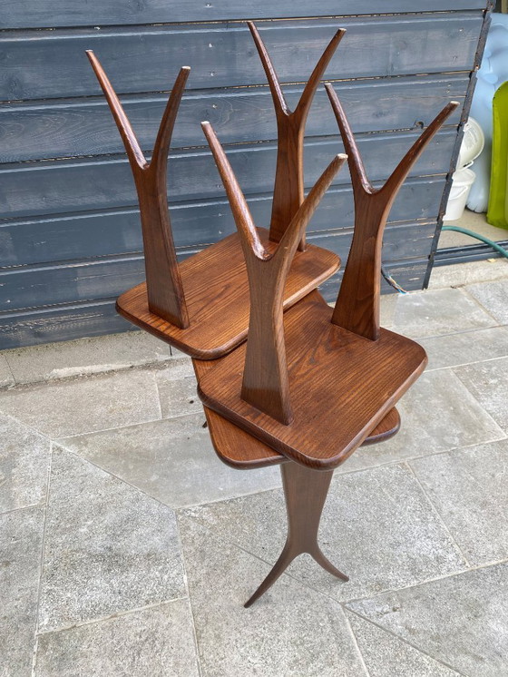 Image 1 of Set of 3 nesting tables by Raphaël Raffel Raphael Scandinavian style vintage 60s 1960