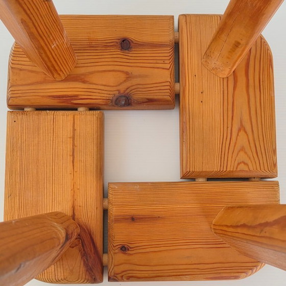 Image 1 of TABOURET VINTAGE SUEDOIS SCANDINAVE 1950 EN PIN DE OLOF OTTELIN POUR FINNSAUNA