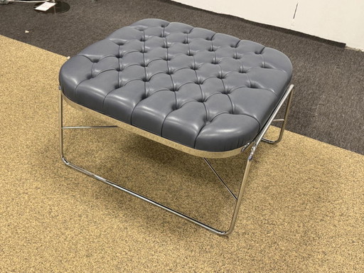 Molinari Hocker aus blauem Leder 