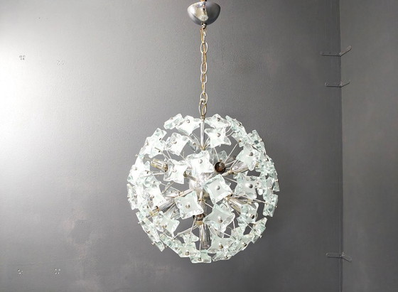 Image 1 of Lustre spoutnik vintage en verre martelé, 1970