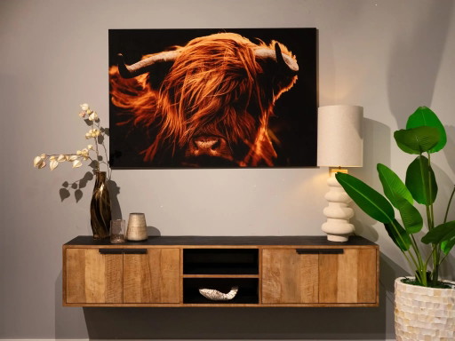 Stier in de wind - 150x50cm – RT Design, kunst, Canvas, Modern