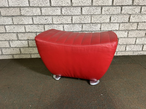Leolux Balou Hocker / ottoman red leather
