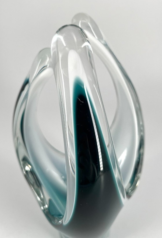 Image 1 of Paul Kedelv für Flygsfors – Muschelvase – Schwedisches Kunstglas 1950er Jahre