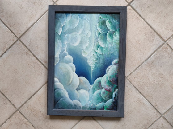 Image 1 of 🎨 Originalgemälde "Wolkentunnel" von Katrin Pillon (1996) – Öl auf Platte